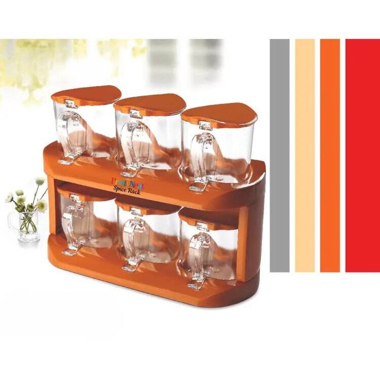 2 Tier Condiments & Spice Rack with 7 Spice Jars