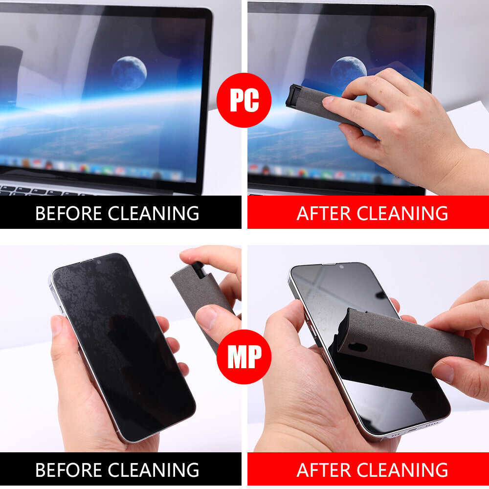 Mobile phone screen cleaner. Artifact storage. Built-in portable mobile phone screen cleaner kit