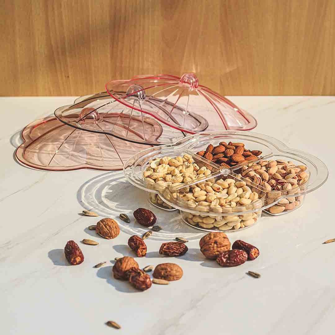 Pearl Shape Dry Fruit Tray With Beautiful Acralic Lid.