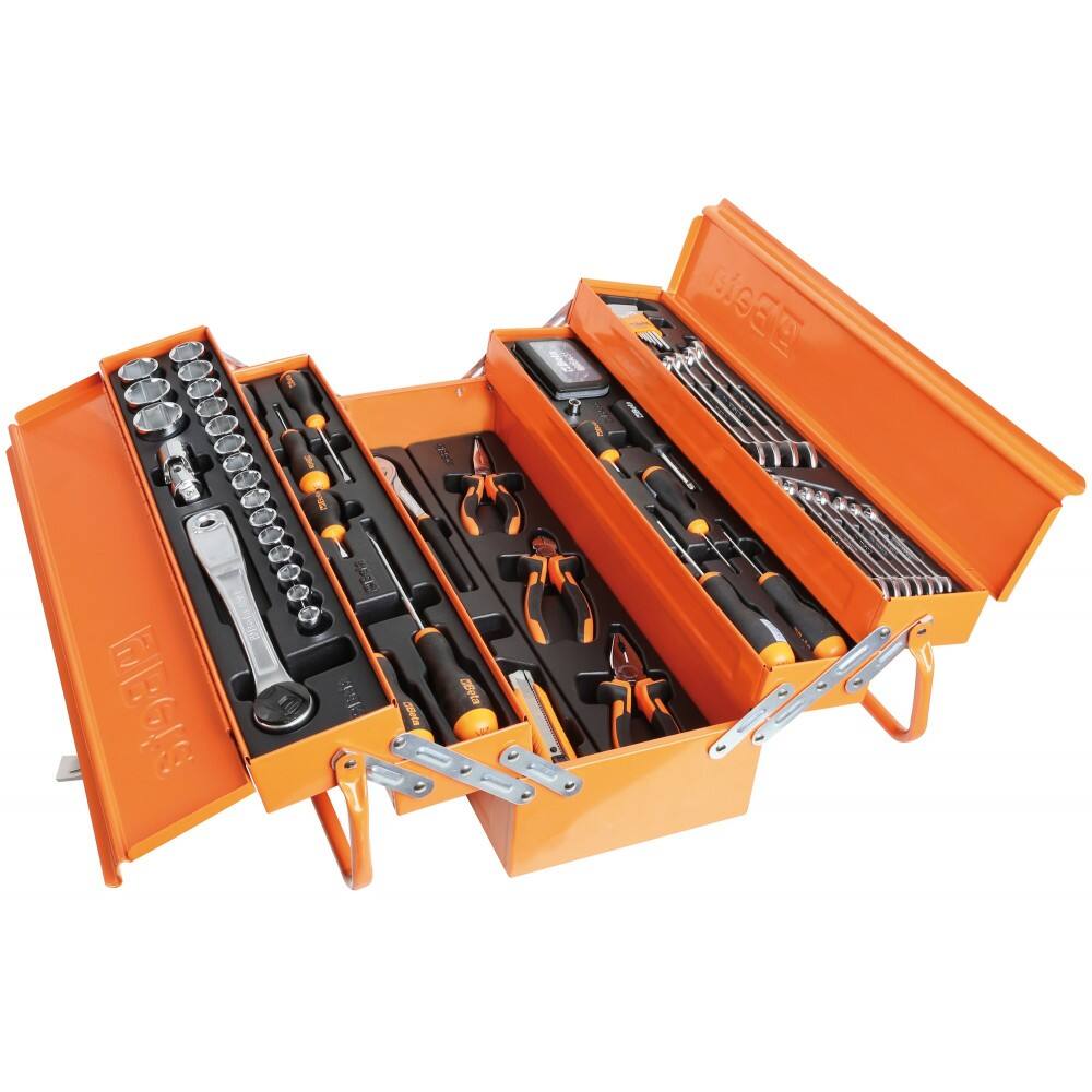 Caja de herramientas metálica Beta 2120L-E/T91-I con juego de 91 herramientas de mantenimiento general