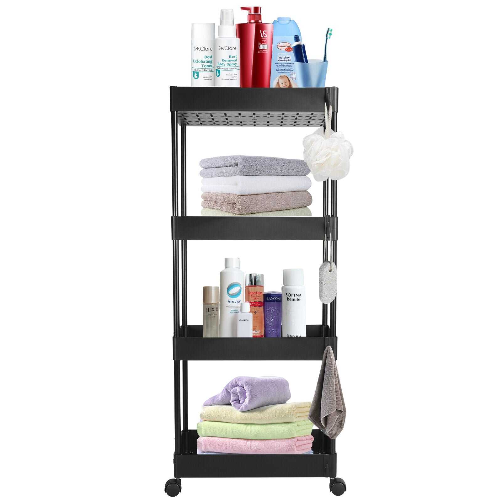4 Tier Rolling Storage Organizer Mobile Utility Cart with Wheel