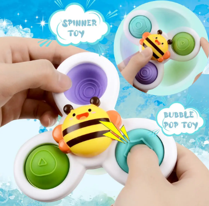 Suction Cup Spinner Toys Pop Function Push Bubble Sensory Rotating Fun Baby Spinner Baby Shower Toys