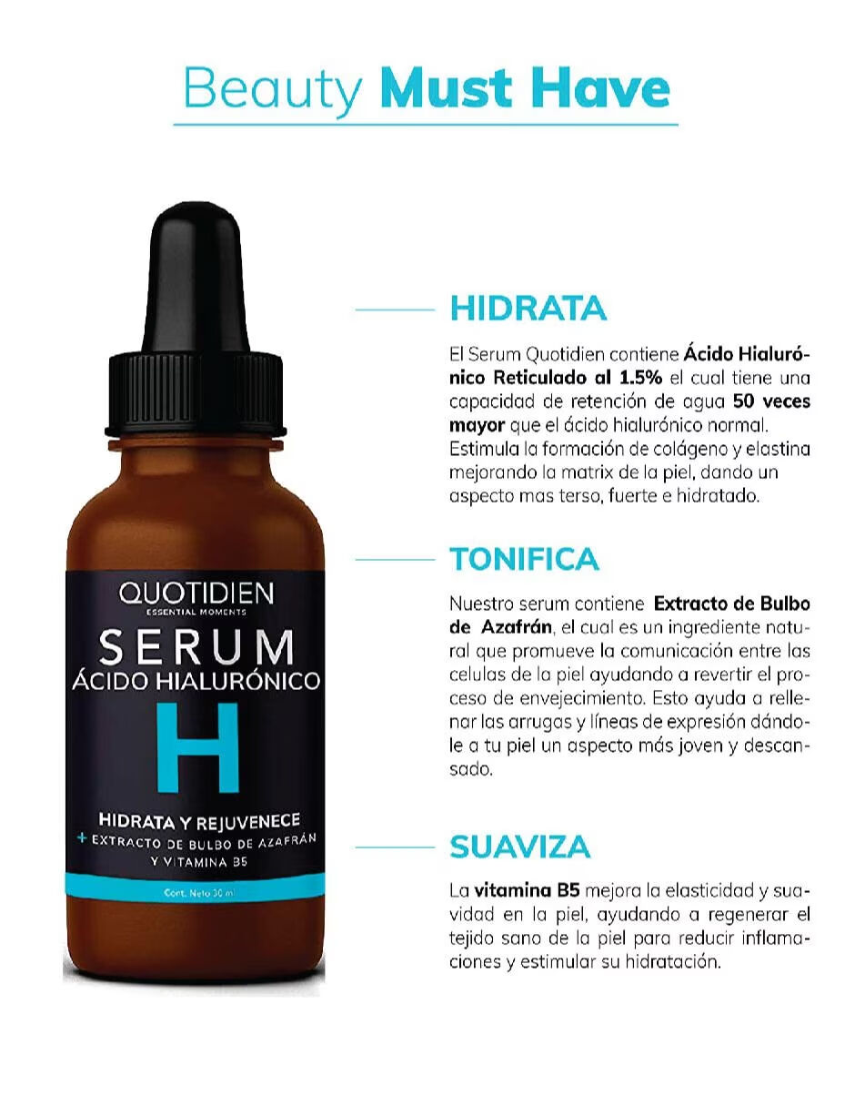 Serum Acido Hialuronico + Vitamina B5 Skin Care Hidratante Suero Facial Quotidien 30ml