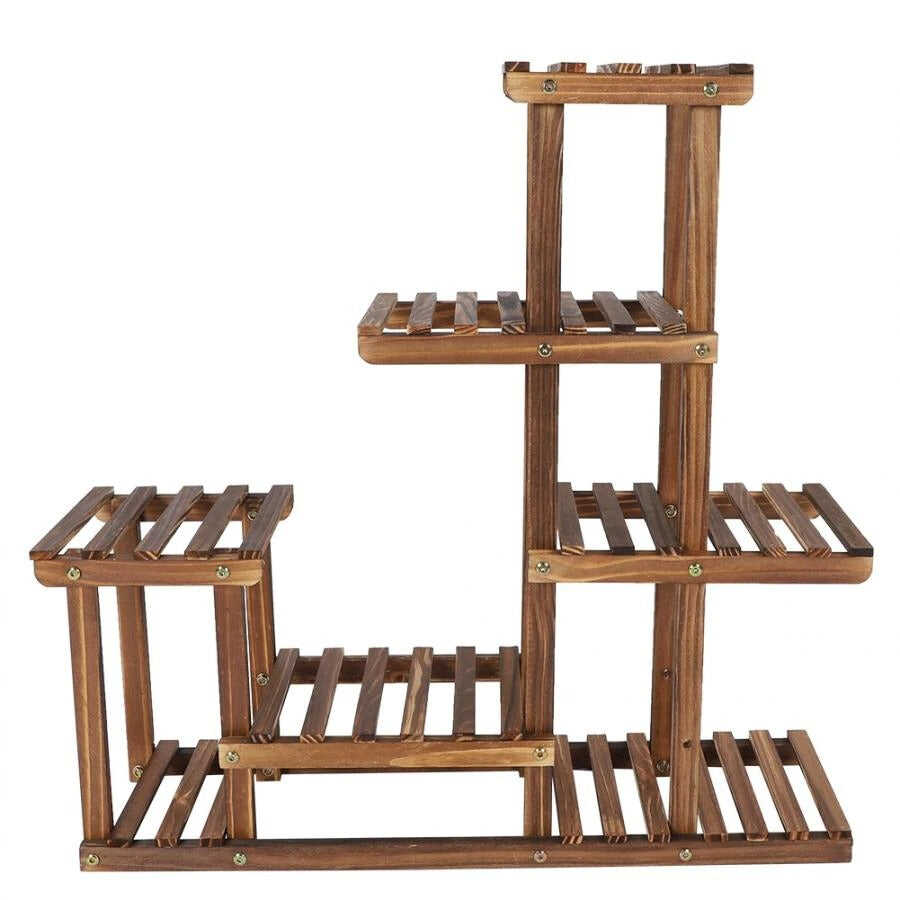 Tiered Modern Plant Stand for Outdoor and Indoor | 5-Tier Solid Wood Stand Display Shelf